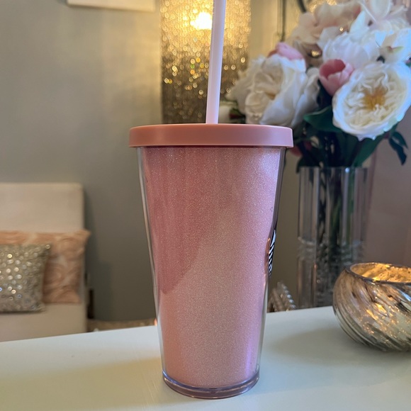 Starbucks 16 oz Light Pink Glitter Cold Beverage Tumbler. Excellent Condition - Picture 7 of 9